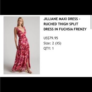 Fuchsia floral dress w/ slit